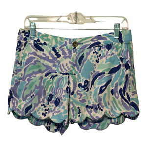 Lilly Pulizter Shorts 0 Multicolor The Buttercup Scalloped Hem Colorful Resort
